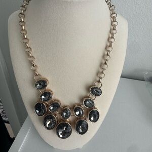 Elegant Gold and Black Chunky Bib Statement Necklace